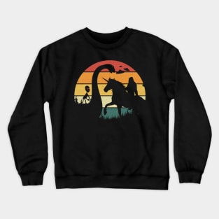 Bigfoot Riding Unicorn alien Loch Ness Monster Crewneck Sweatshirt